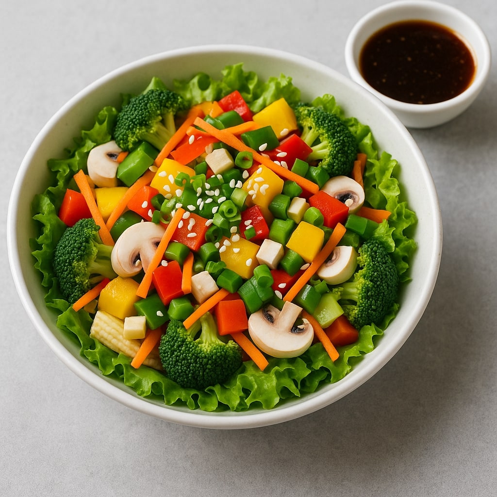Fresh Asian Green Salad with Dressing
